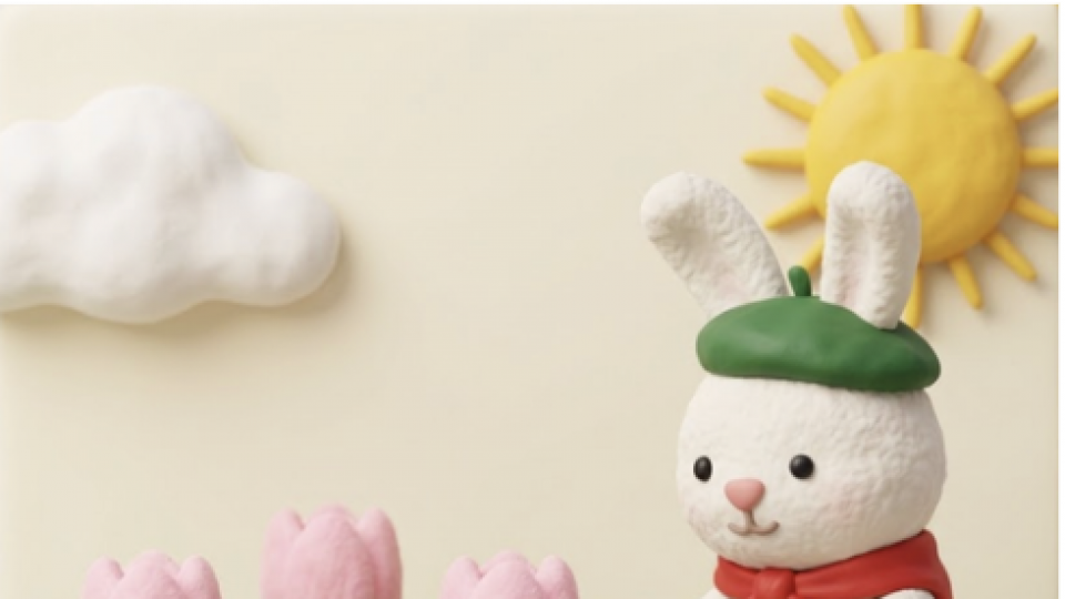 Rabbit Watering Flowers